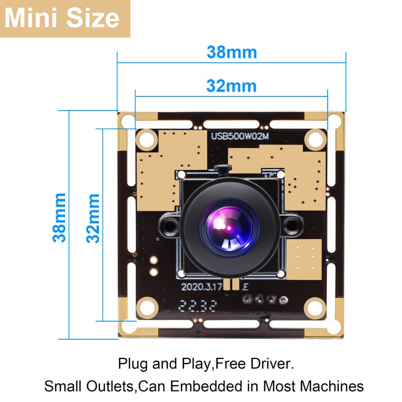 ELP 170degree Fisheye Wide Angle USB Camera Module for Computer Mini UVC USB2.0 Industrial Embedded Webcam Board for Portable Video System,3.3ft/1m Cable for PC, Laptop, Jetson Nano - Image 4